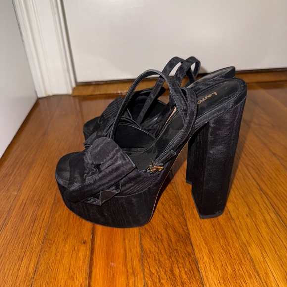 Larroudé “Elle” Black Platform Bow Heels - Picture 8 of 14